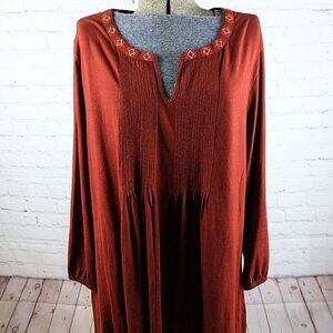 Coldwater Creek Terra Cotta 3/4" Sleeve Embroidered Top 2X